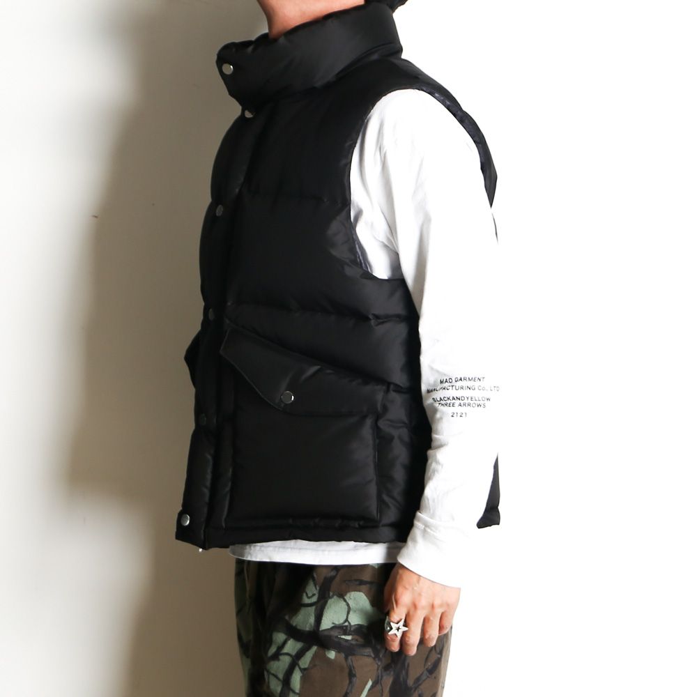 SILK DOWN VEST - BLACK / シルクタフタ - シルクダウンベスト / A25C17BL01A