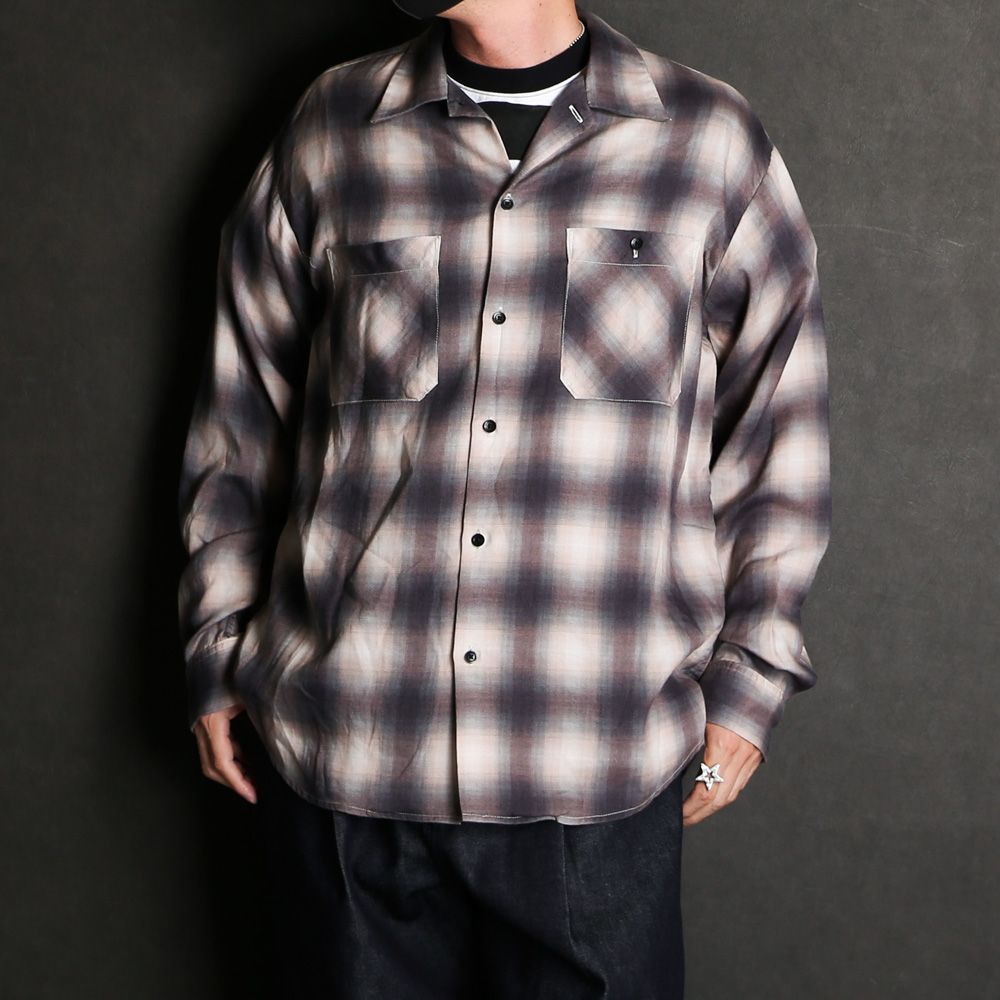 MINEDENIM - Drape Denim Ombre Check Loose Work SH / 2304