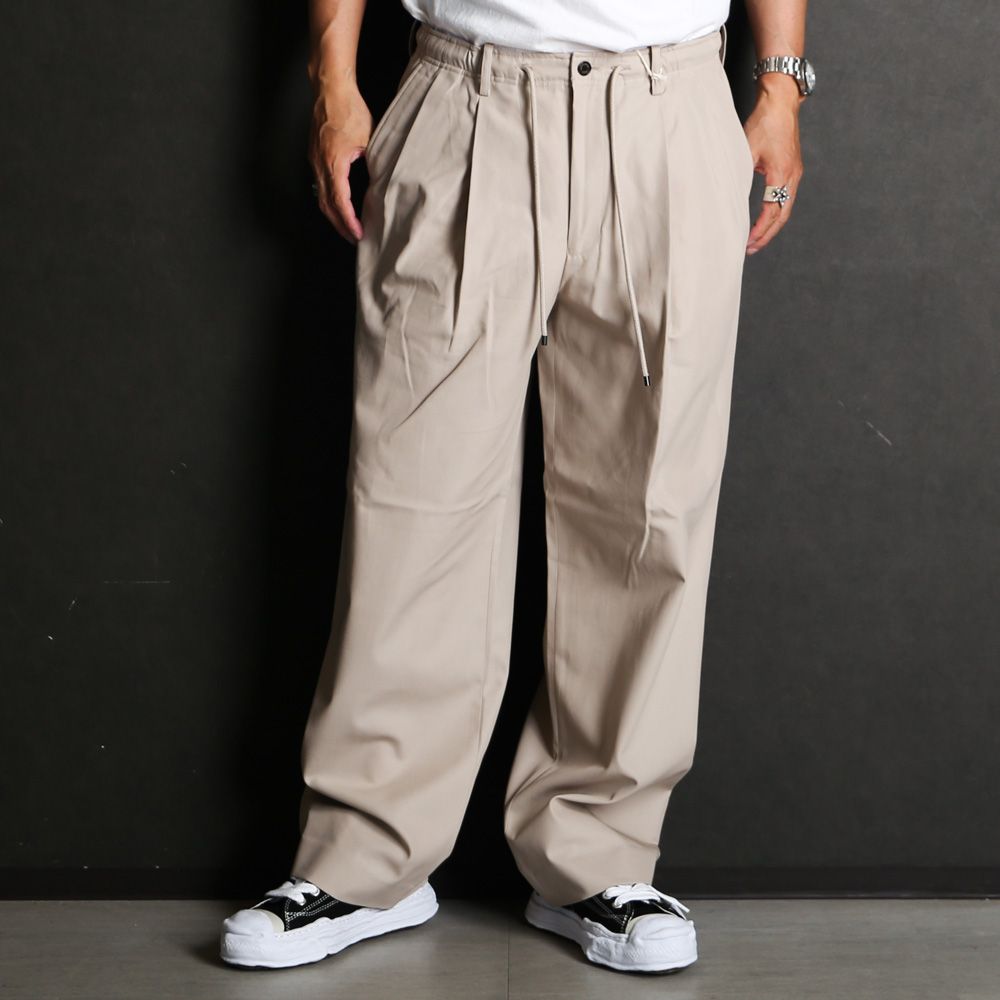 MARKAWARE スラックスオーガニックコットン2/48 キャバリーツイル　2 MARKAWARE - 【ラスト1点-サイズ2】 DOUBLE PLEATED EASY