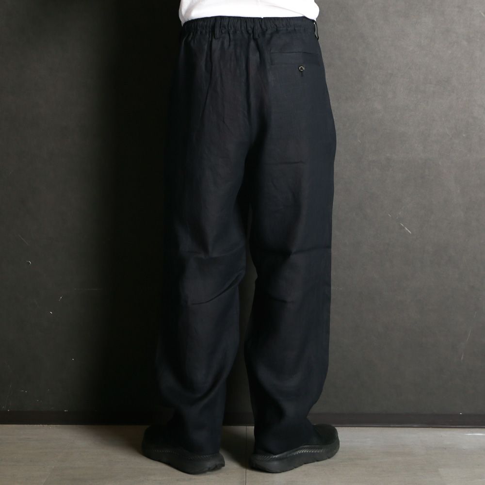 DOUBLE PLEATED EASY TROUSERS - BLACK / ヘンプ細布 - ダブルプリーテッドイージートラウザーズ / A26A22PT02C