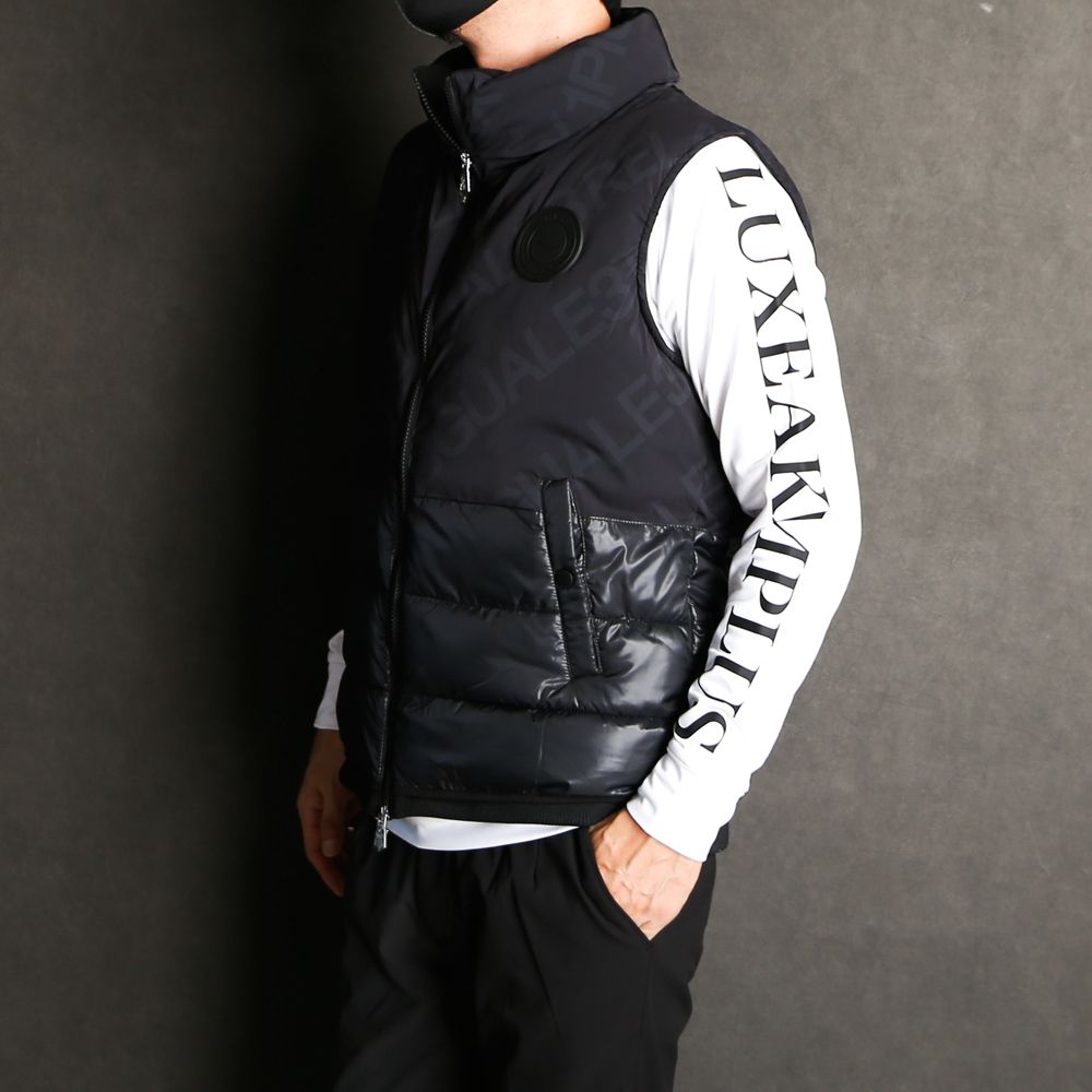 DIAGONAL LOGO VEST / 総柄ロゴパデッドベスト / USO-22073
