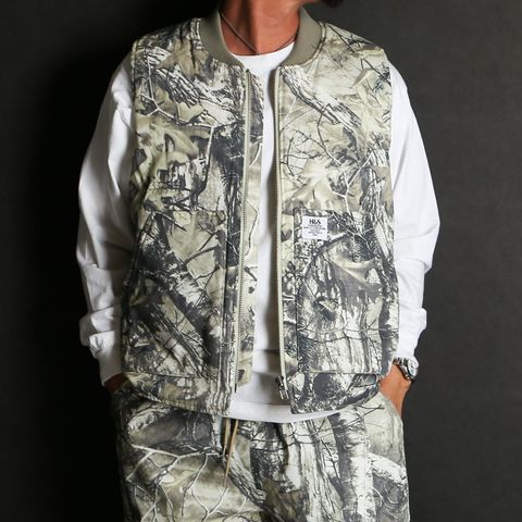 Camo Zip Work Vest - Beige Camo / ワークベスト / HJ-100225