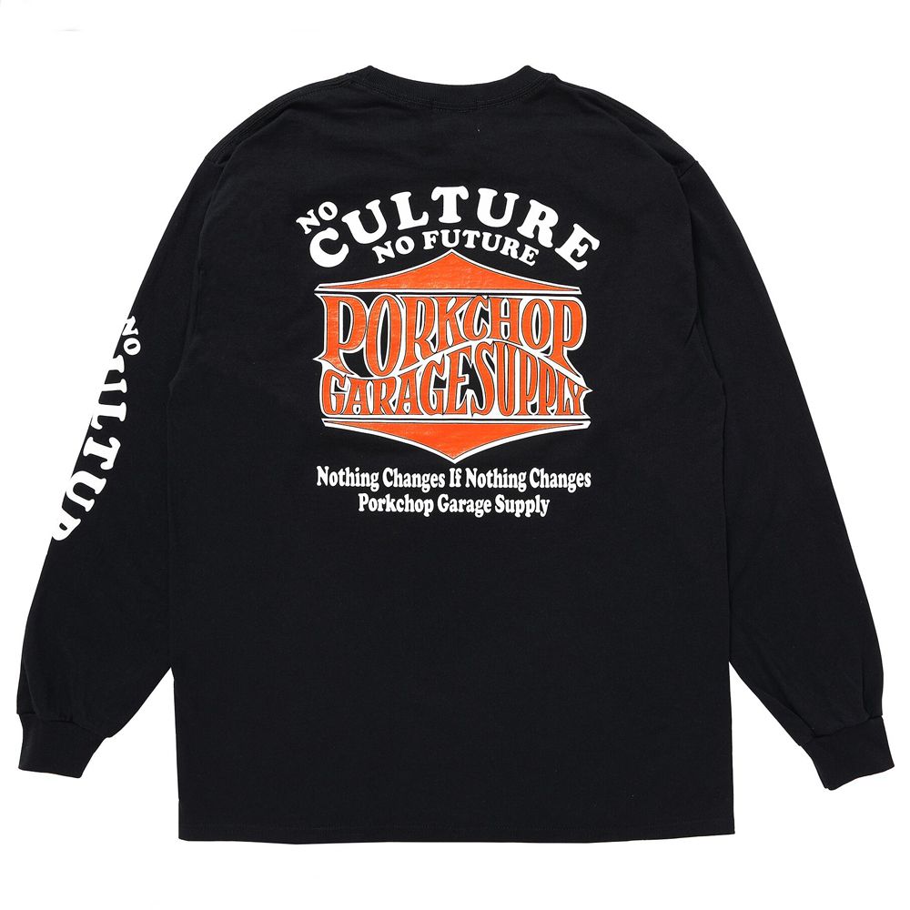WAVE LOGO L/S TEE - BLACK (ポケット無し) / ロングスリーブTシャツ