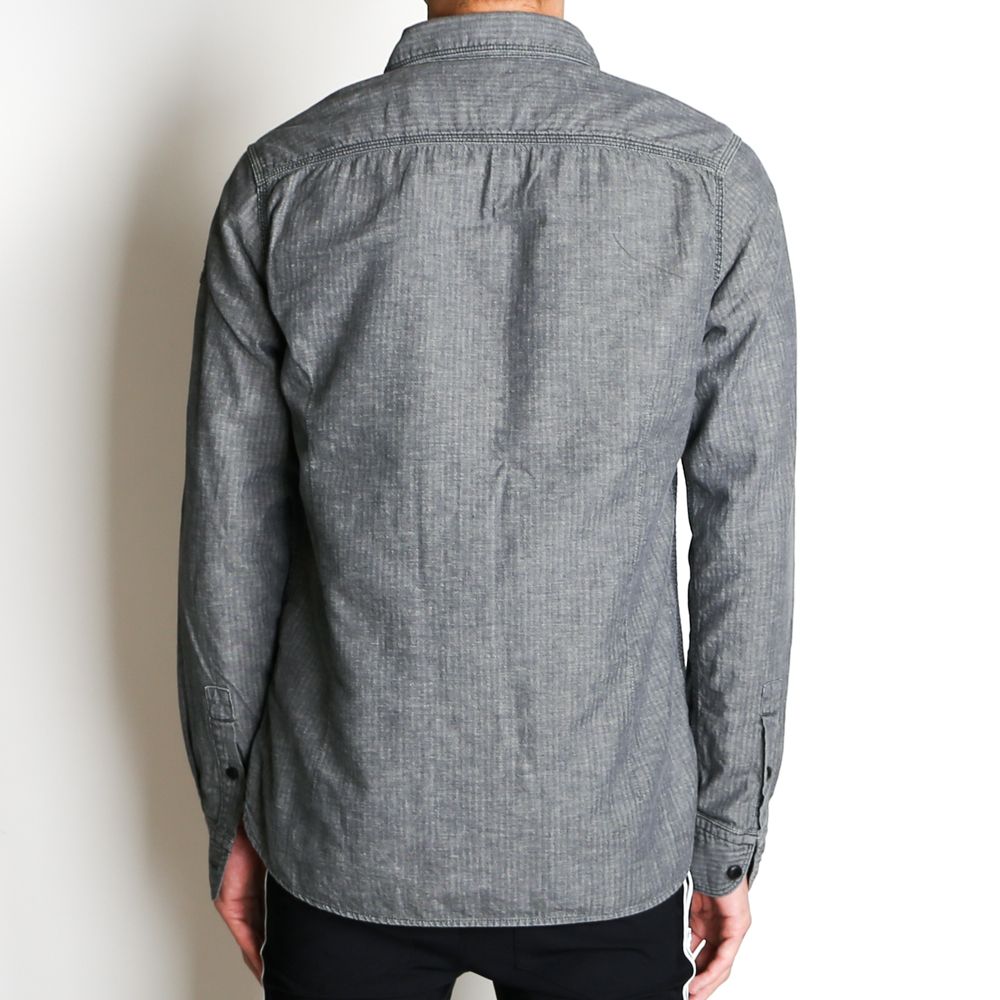 HERRINGBONE INDIGO CHAMBRAY WORK SHIRTS / ヘリンボン シャンブレー ワークシャツ / TSH-F2003