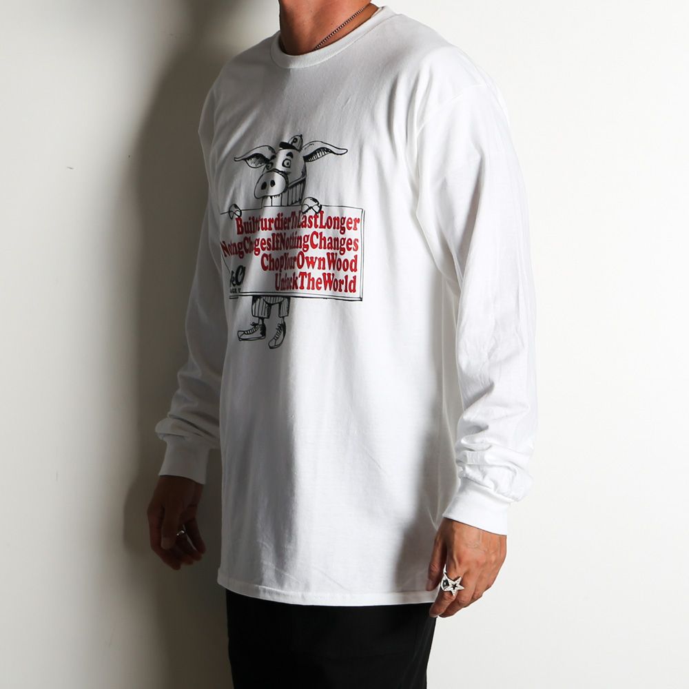 PORKCHOP - SLOGAN L/S TEE - WHITE / ロングスリーブTシャツ
