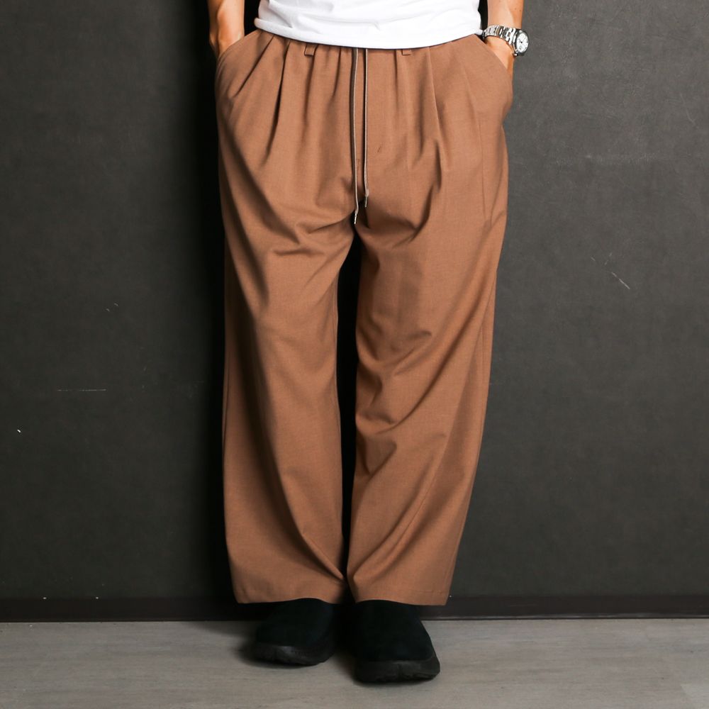 WORSTED WOOL-LIKE TWILL PT / 2タックワイドイージーパンツ / 478214