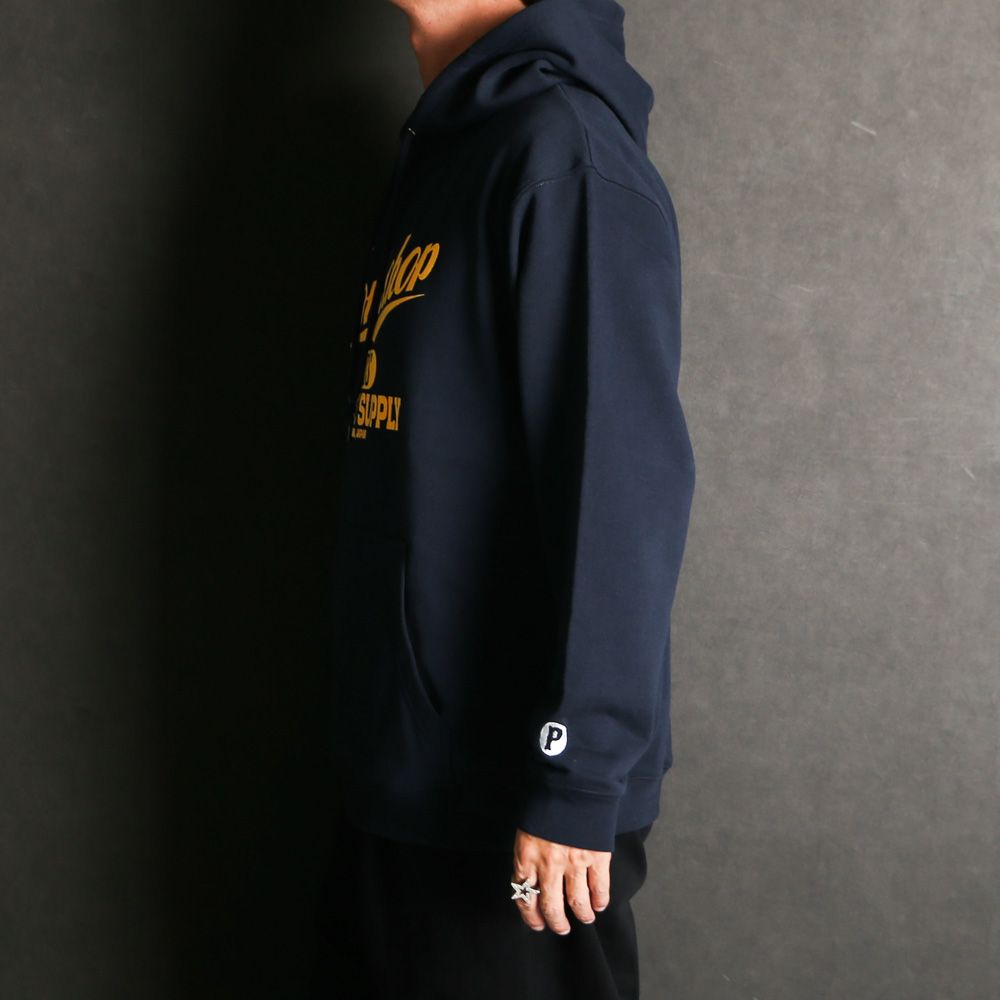 SCRIPT COLLEGE HOODIE - NAVY / プルオーバーパーカー