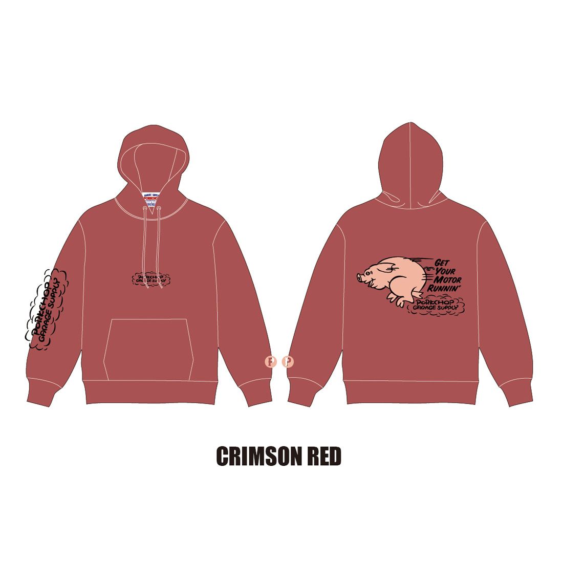 RUNNING LOGO HOODIE - CRIMSON RED / プルオーバーパーカー