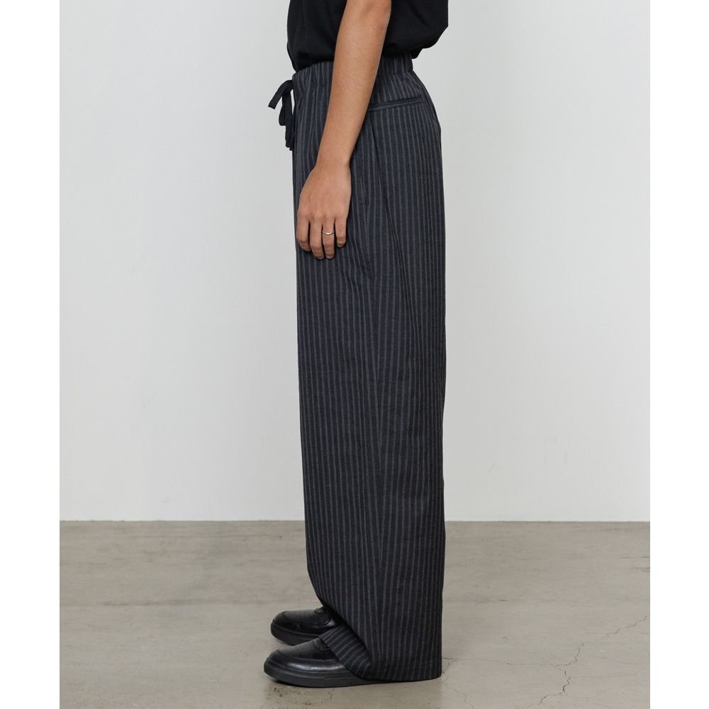 WIDE CYLINDER FIT EASY PANTS - GRAY STRIPE / 2/72 ウールトロピカルワッシャー - ワイドシリンダーフィット イージーパンツ / M26A11PT01C