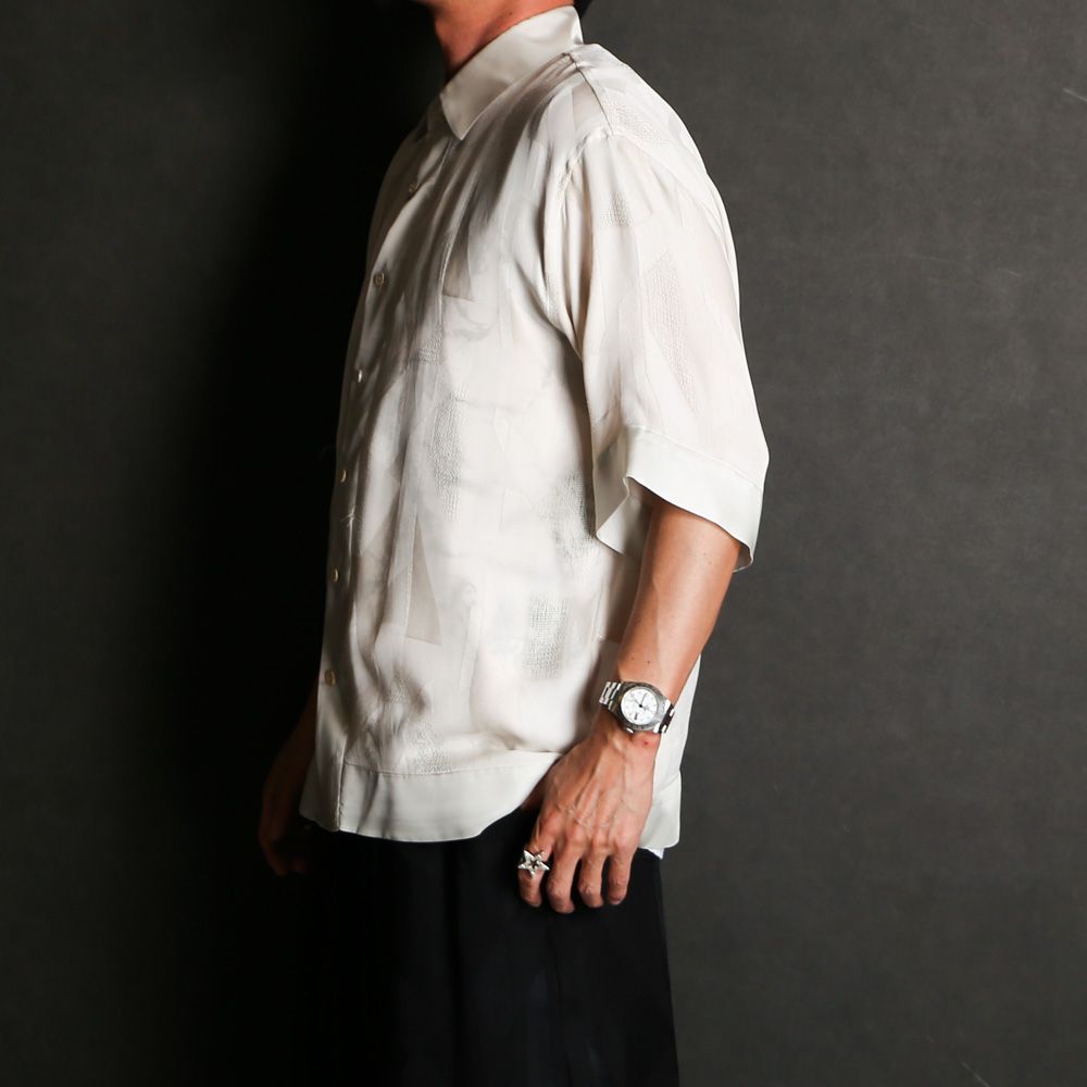 "GEOMETRIC JACQURD" RAYON CUPRA SHIRT / 半袖シャツ / TA24SS-SH059