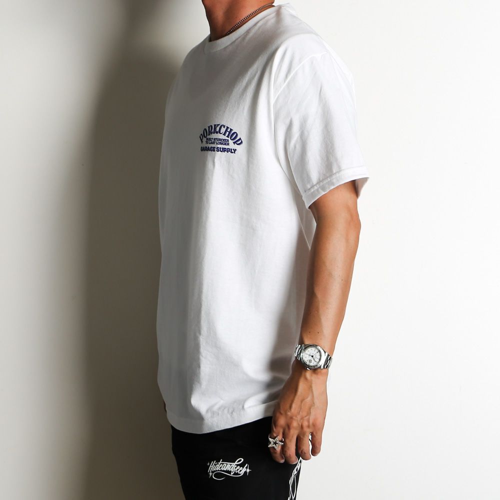 PORKCHOP 半袖シャツ ホワイト PORKCHOP - FIRE UP TEE - WHITE / ショートスリーブTシャツ
