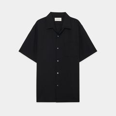ITALIAN OPEN COLLAR S/S SHIRT - BLACK / オーガニックウール2/80トロピカル - イタリアンオープンカラーS/Sシャツ / A26B04SH03B