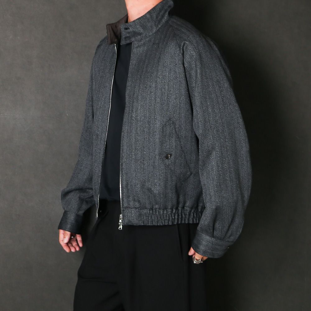 Dog Ear Jacket - Gray / オーガニックウール撚り杢へリンボン - ドッグイヤージャケット / M26C20BL01C