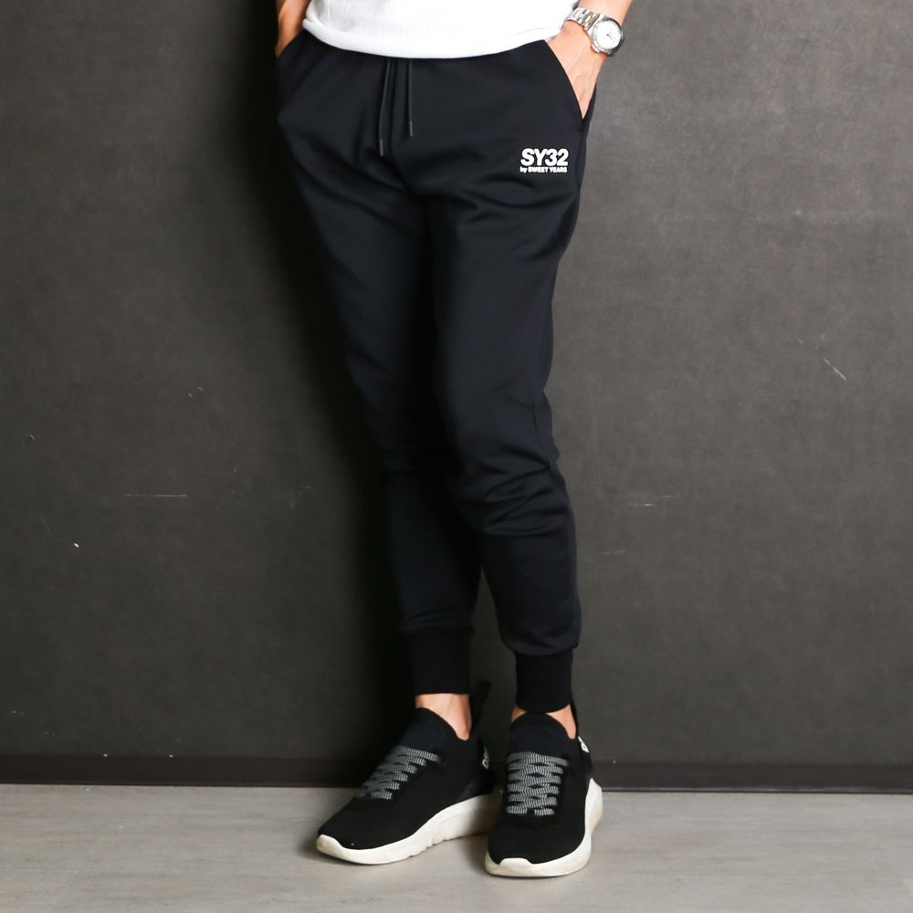 SY32 by SWEET YEARS - DOUBLE KNIT EMBOSS LOGO LONG PANTS