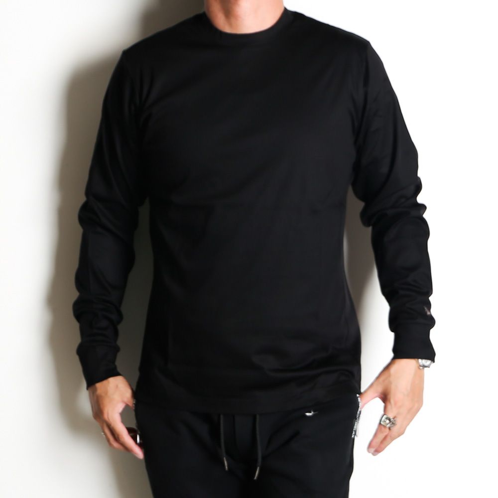 SUPER MERCERIZED LONG SLEEVE T-SHIRT - BLACK / ダブルシルケット ベーシック ロングスリーブTシャツ / UST-24059