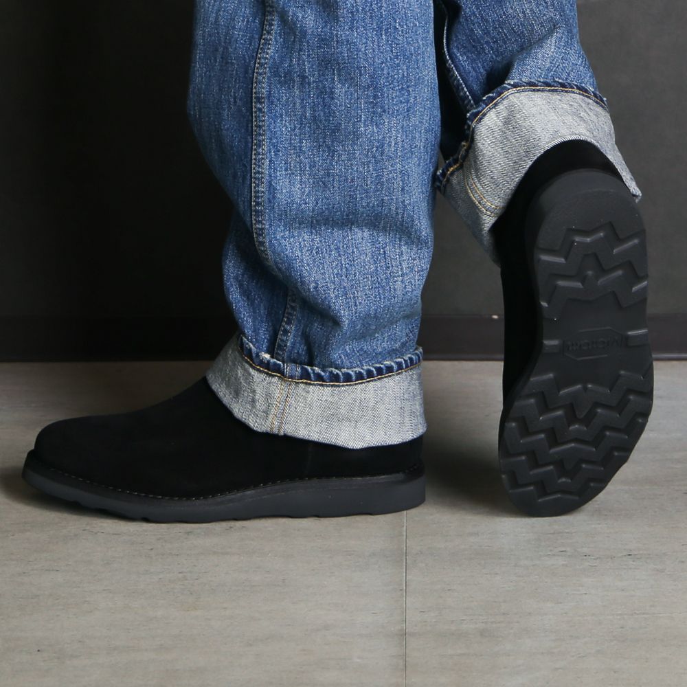 Suede Leather Side Zipper Boots - BLK / MDMGK001