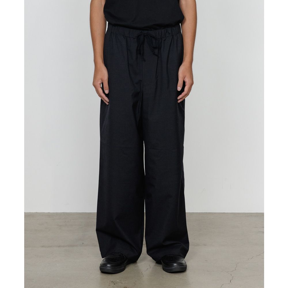 WIDE CYLINDER FIT EASY PANTS - CHANBRAY BLACK / 2/72 ウールトロピカルワッシャー - ワイドシリンダーフィット イージーパンツ / M26A11PT01C