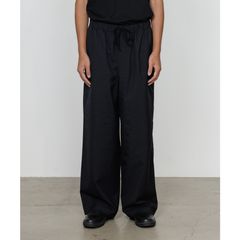 WIDE CYLINDER FIT EASY PANTS - CHANBRAY BLACK / 2/72 ウールトロピカルワッシャー - ワイドシリンダーフィット イージーパンツ / M26A11PT01C
