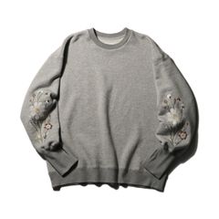 Embroidered Jacquard Crewneck Sweatshirt - Gray / クルーネック スウェット / SN-632B