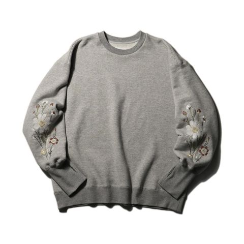 Embroidered Jacquard Crewneck Sweatshirt - Gray / クルーネック スウェット / SN-632B