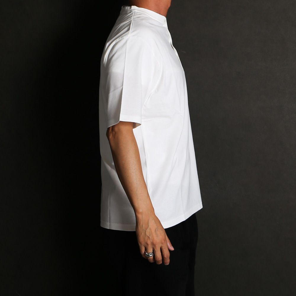 【ラスト1点-サイズ4】 HENLEY NECK TEE - WHITE / 30/1オーガニックコットン空紡天竺 - ヘンリーネックTee / M26B14CS01B