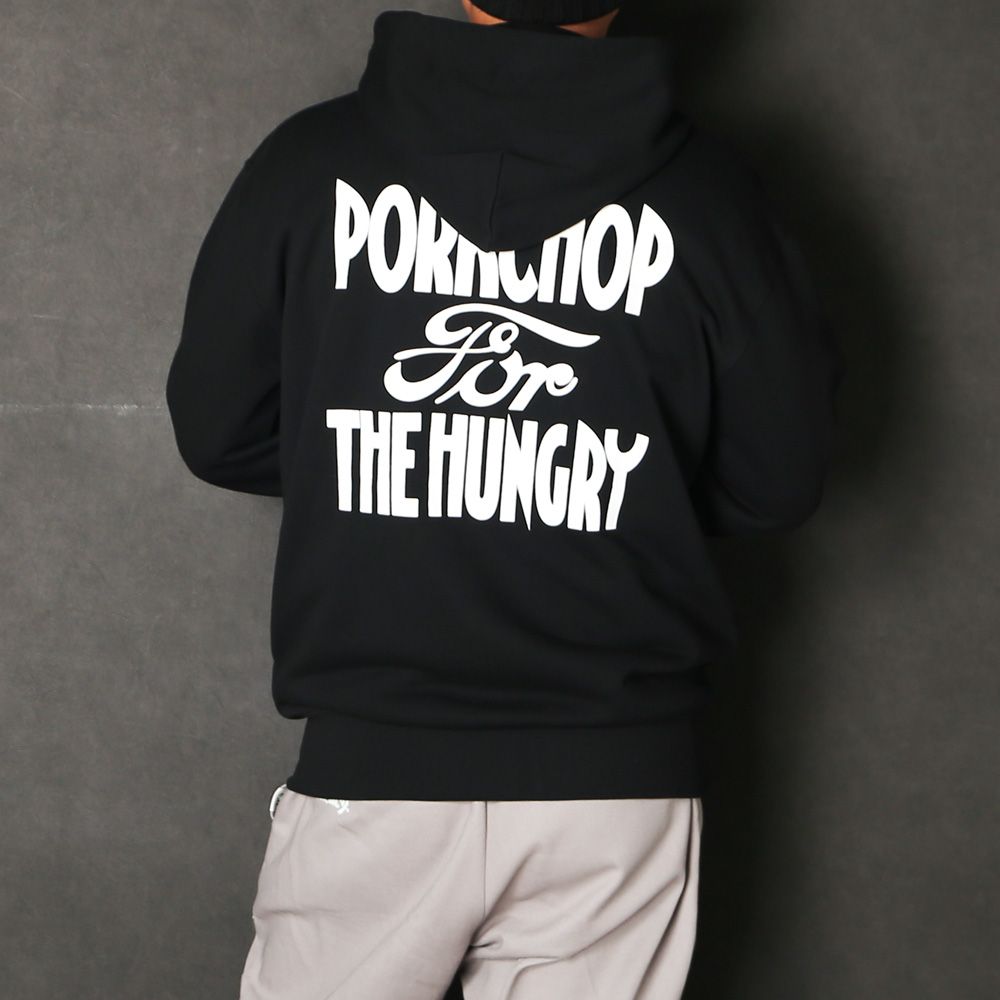 HUNGRY ZIP UP HOODIE - BLACK / ジップアップパーカー