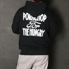 HUNGRY ZIP UP HOODIE - BLACK / ジップアップパーカー