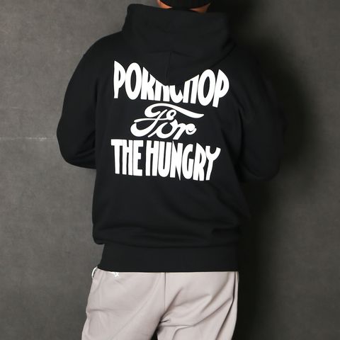 HUNGRY ZIP UP HOODIE - BLACK / ジップアップパーカー