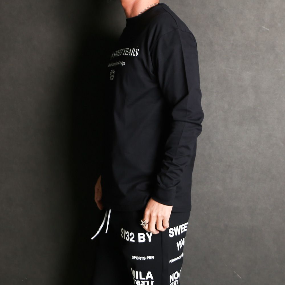 SANS SERIF LOGO L/S TEE - BLACK × WHITE / ロングスリーブTシャツ / 14178J-W