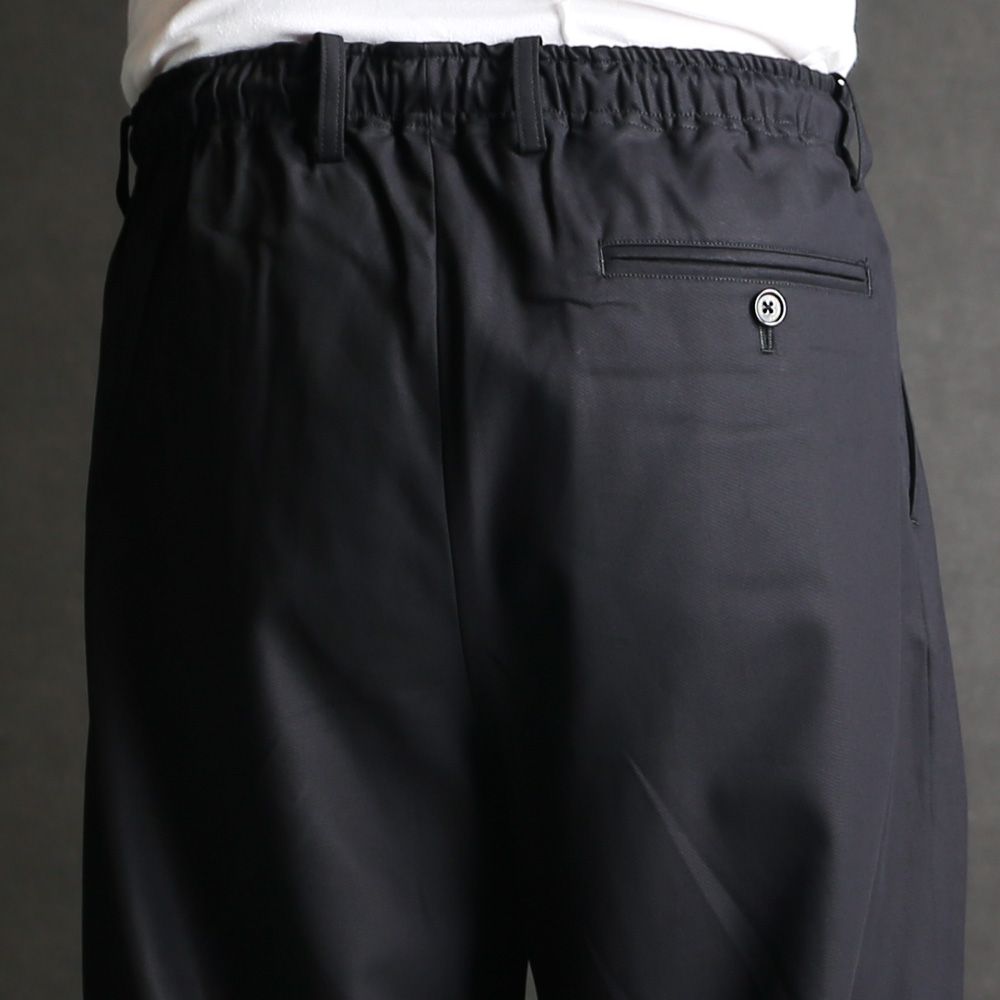Double Pleated Easy Trousers - Black / オーガニックGIZA60/3サバイバルクロス® - ダブルプリーテッドイージートラウザーズ / A26C03PT02C