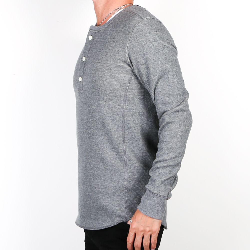 henley long-T(back boa) / ボアフリース ヘンリーネックTシャツ / 7907 lj88s