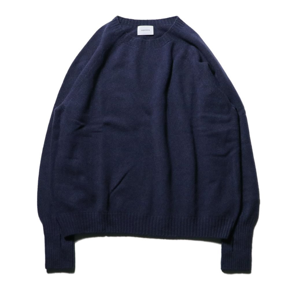 Wholegarment knit sweater - Wool & cashmere & silk - Navy / ホールガーメント クルーネックセーター - ウール & カシミヤ & シルク / SNKN-001E