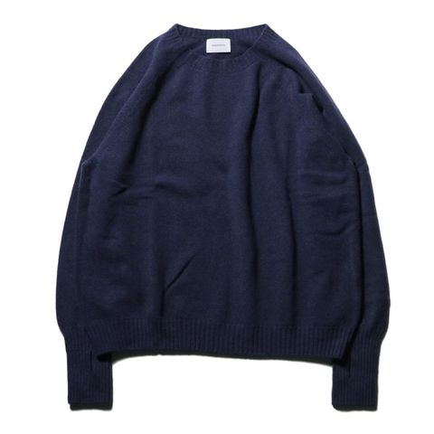 Wholegarment knit sweater - Wool & cashmere & silk - Navy / ホールガーメント クルーネックセーター - ウール & カシミヤ & シルク / SNKN-001E