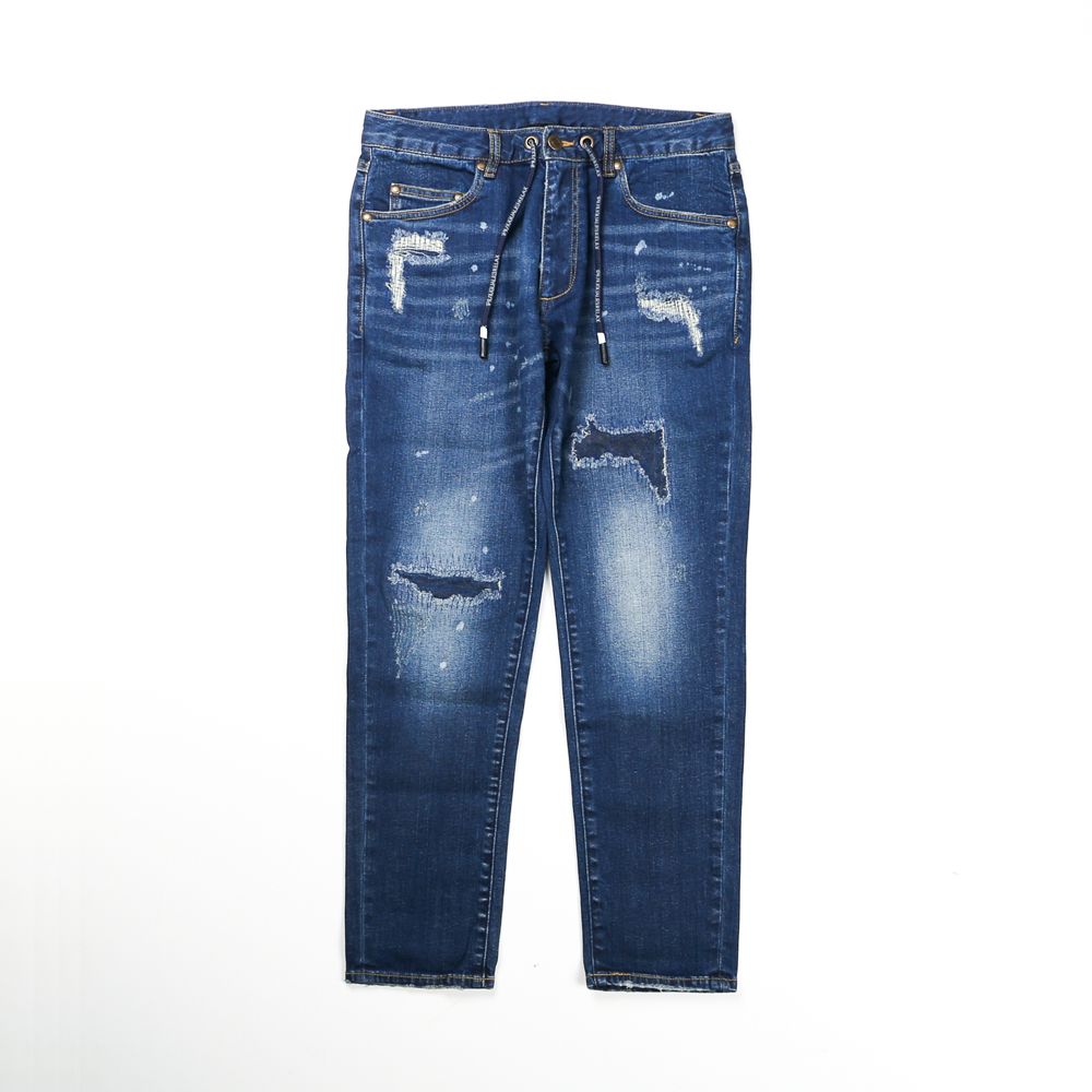 INDIGO DAMAGE DENIM PANTS / アンクル ダメージデニムパンツ / USB-21013
