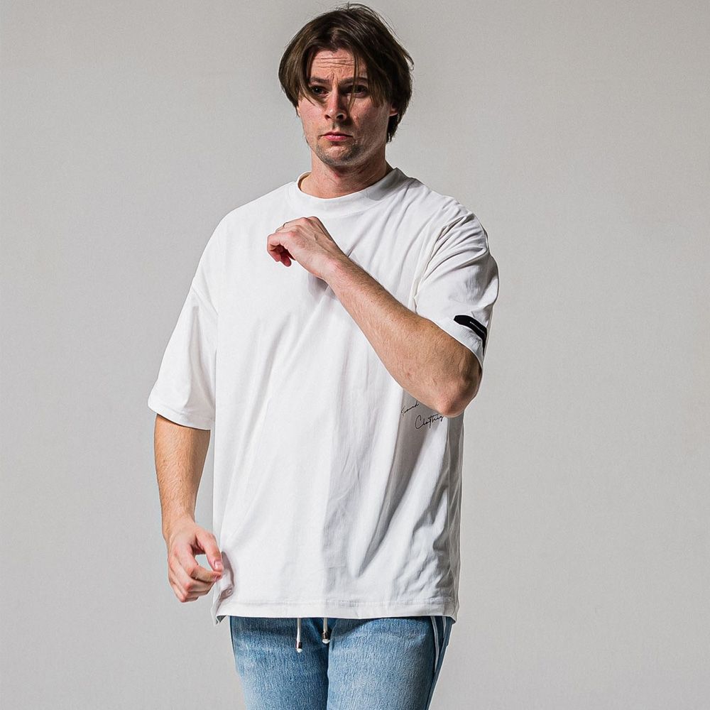 SIDE RC OVER TEE - WHITE / オーバーサイズ ナイロンTシャツ / RC39-T-004