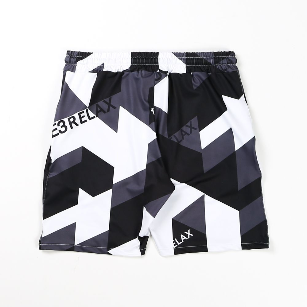 GEOMETRIC RASH GUARD SHORTS / 幾何学柄 ロゴ ラッシュガード ショートパンツ / USB-22046