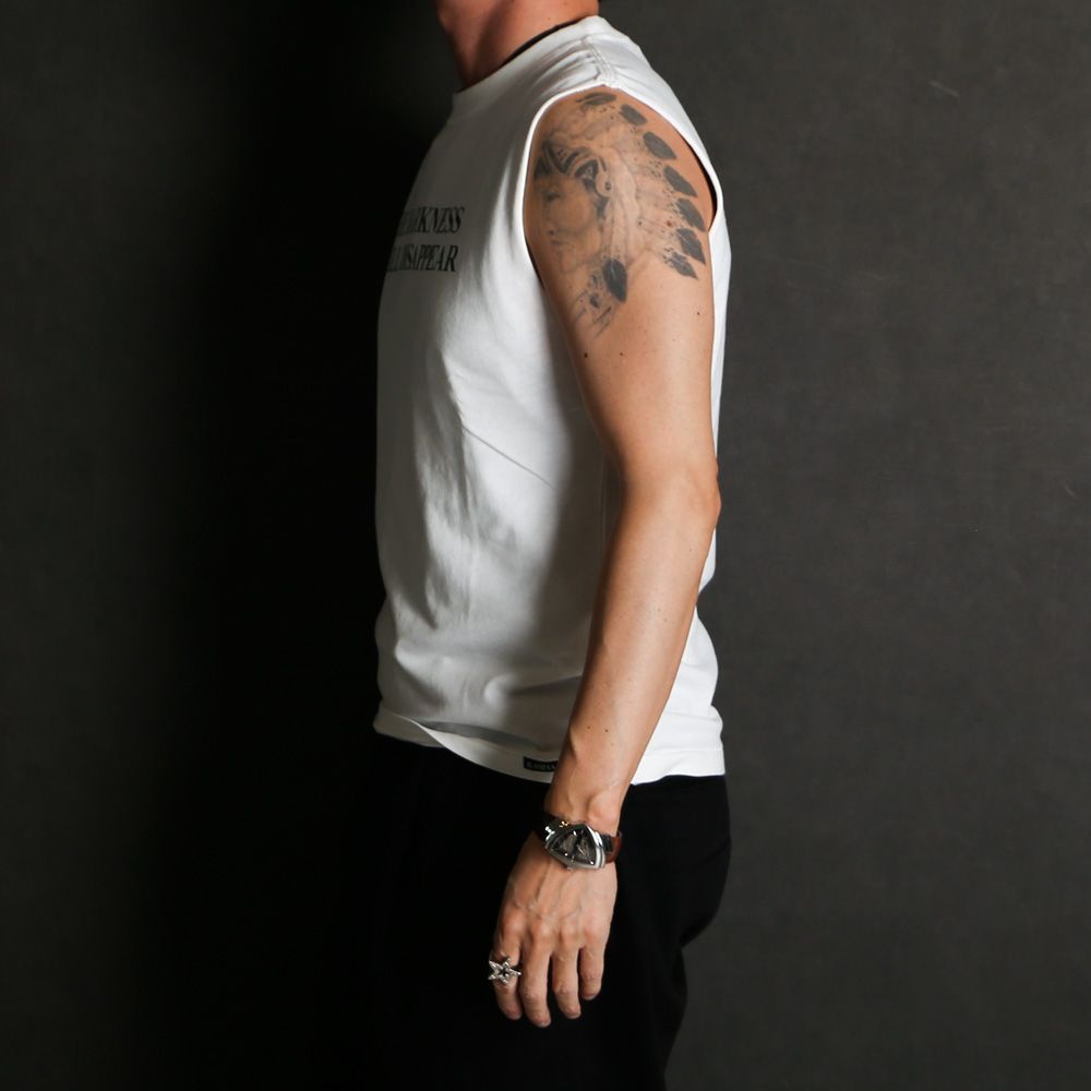 Typography Short N/S Tee T/C - WHITE / ノースリーブ Tシャツ / G16TS094