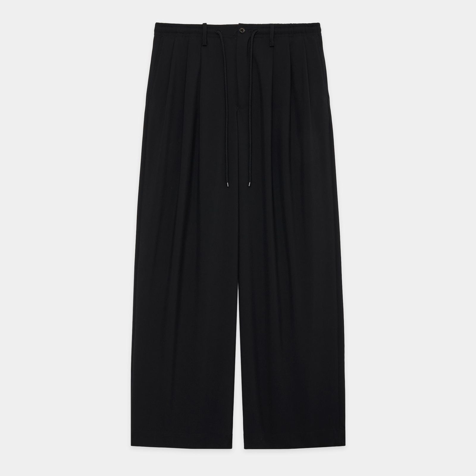 TRIPLE PLEATED EASY TROUSERS - BLACK / オーガニックウール2/80トロピカル - トリプルプリーテッドイージートラウザーズ / A26B04PT02C