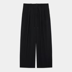 TRIPLE PLEATED EASY TROUSERS - BLACK / オーガニックウール2/80トロピカル - トリプルプリーテッドイージートラウザーズ / A26B04PT02C