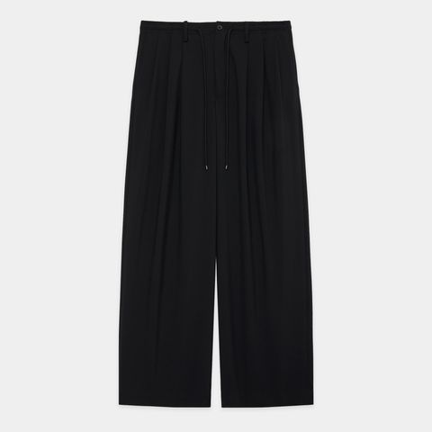 TRIPLE PLEATED EASY TROUSERS - BLACK / オーガニックウール2/80トロピカル - トリプルプリーテッドイージートラウザーズ / A26B04PT02C