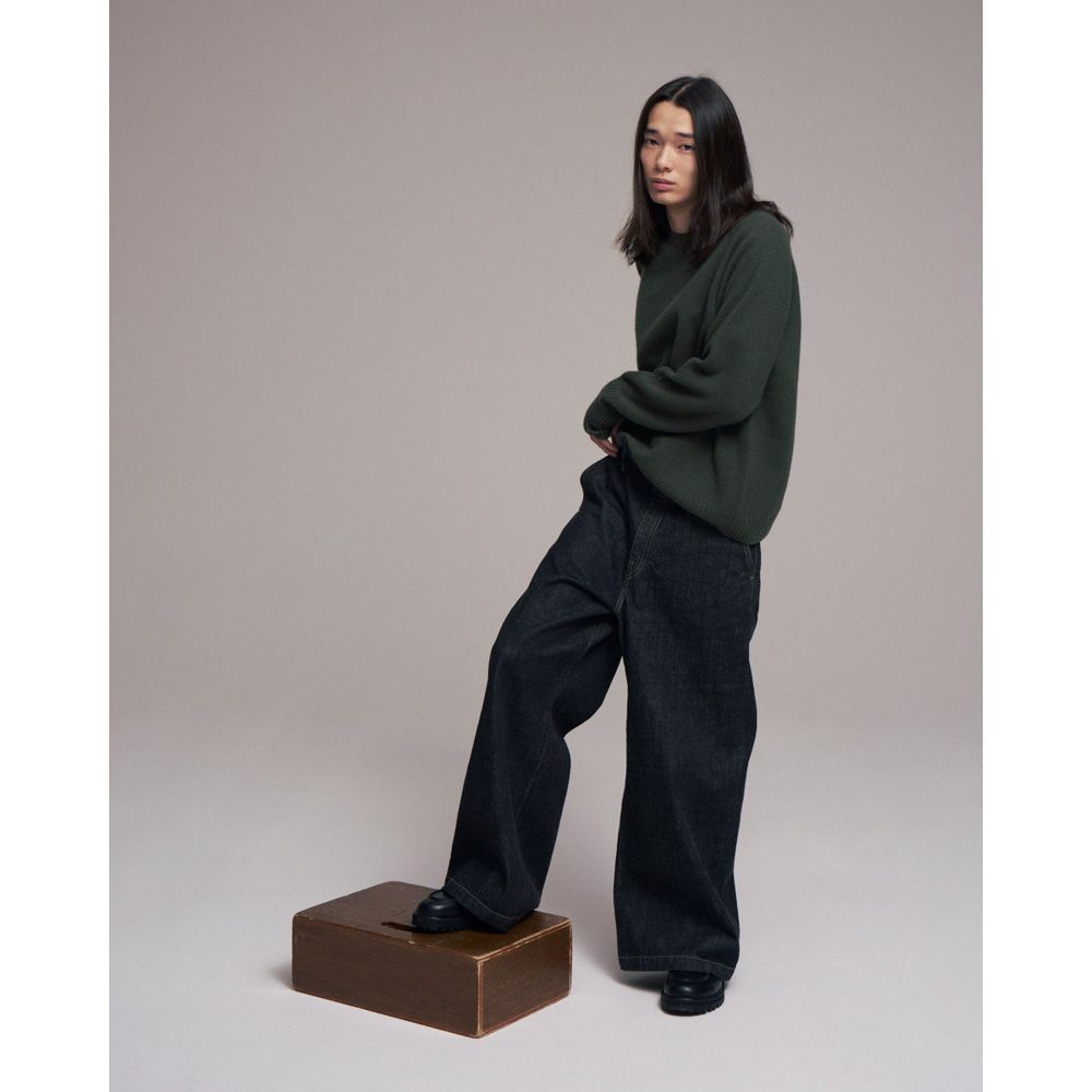 Wholegarment knit sweater - Wool & cashmere & silk - Olive / ホールガーメント クルーネックセーター - ウール & カシミヤ & シルク / SNKN-001B