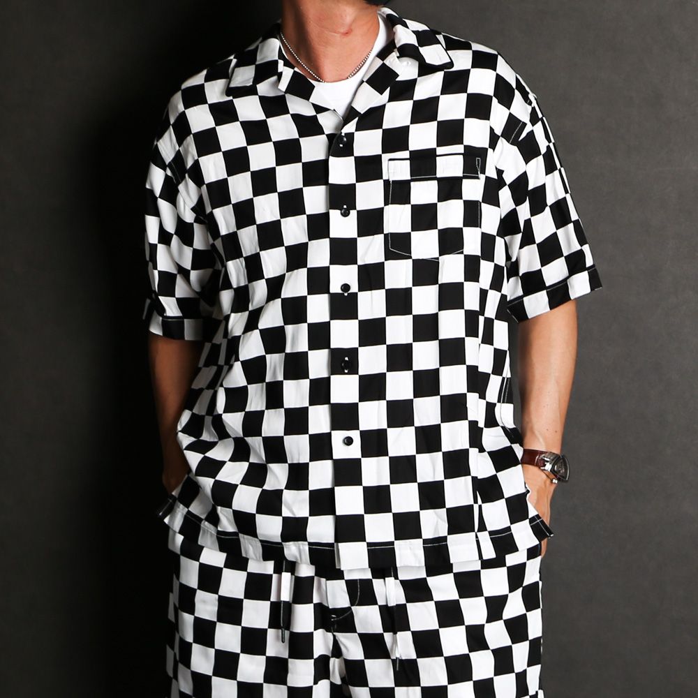 MINEDENIM - CU.Denim Checker flag S/S Open Collar SH / 2306-5001