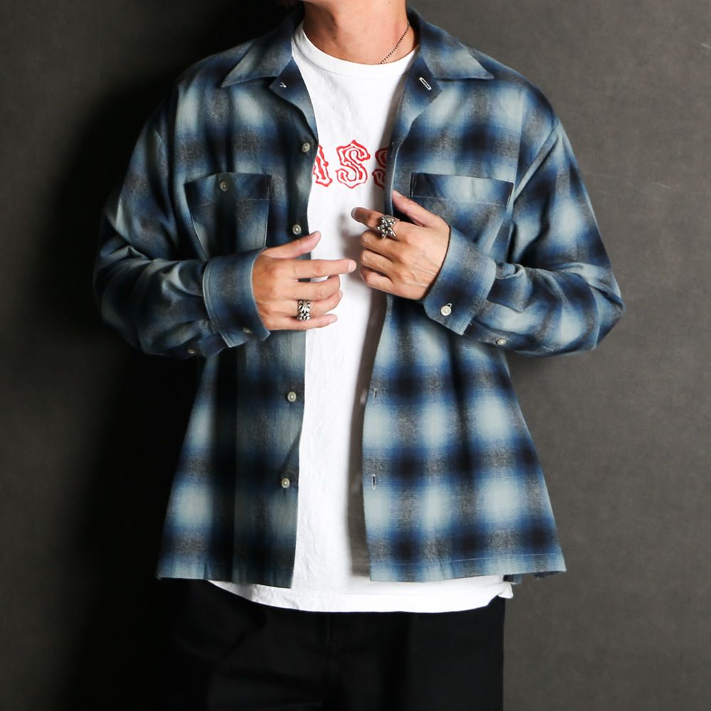 【ラスト1点-サイズ3】 C.Flannel Ombre Open Collar SH - BPT / 2509-5004
