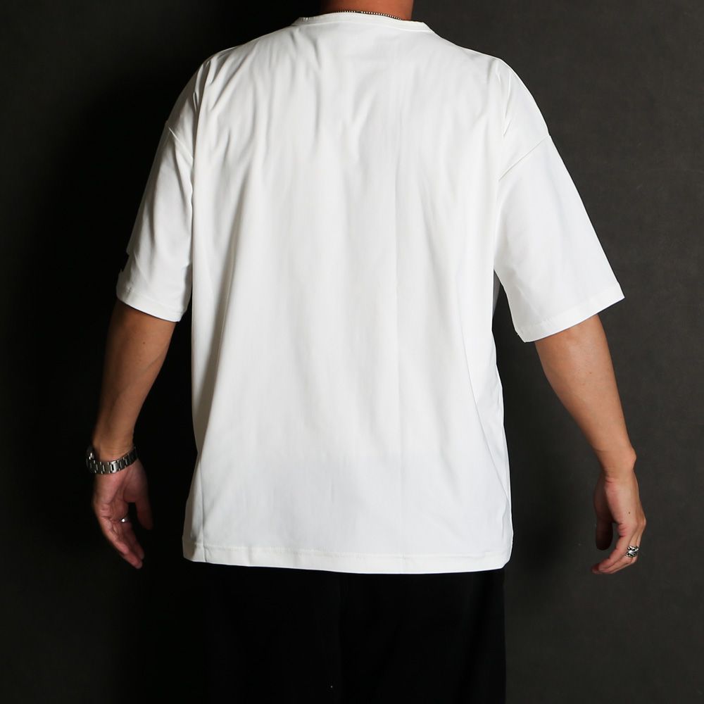 【ラスト1点-サイズ3】 leather pocket overnylon T - WHITE / エコレザーポケット ルーズTシャツ / RC35-T-005