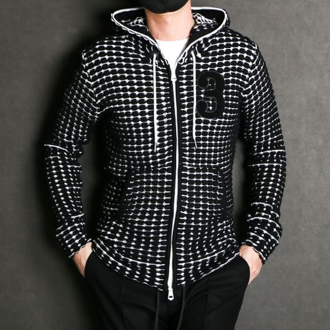 BIG WAFFLE "3" KNIT HOODIE / ビッグワッフル ジップパーカー / USO-21029
