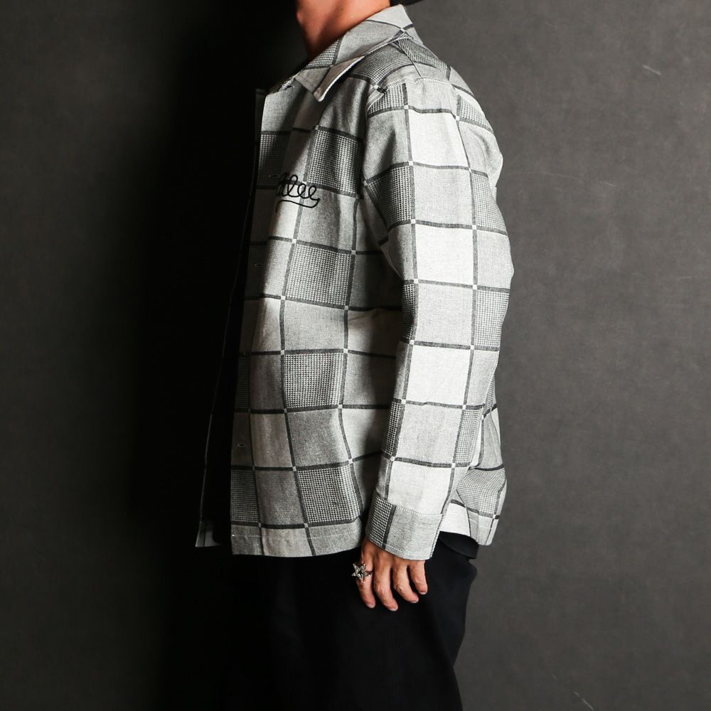 CALEE - BLOCK CHECK OVER SIZE SHIRT JACKET - IVORY