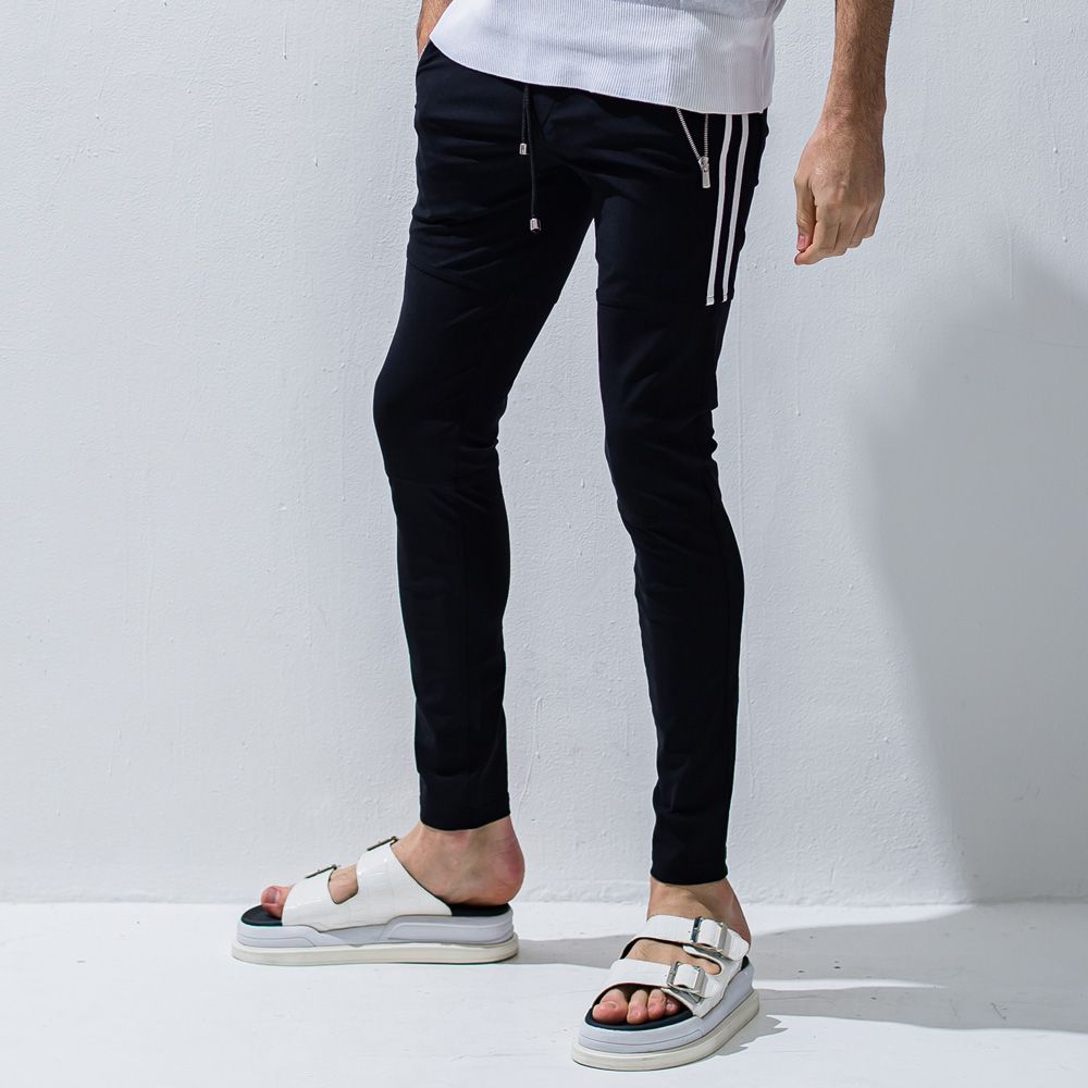 Johnson LINE NYLON PT - BKWH / ナイロンラインパンツ / BASIC-ST-009