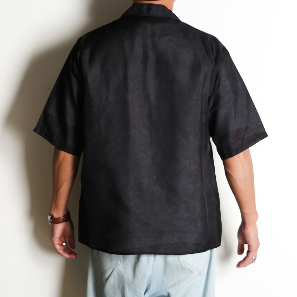 【ラスト1点-サイズ2】 SILK OPEN COLLAR S/S SHIRT - PAISLEY / 8匁シルク羽二重 - シルクオープンカラーシャツ / M26A21SH02B