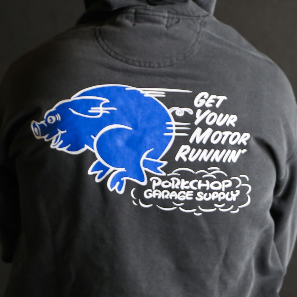 RUNNING LOGO HOODIE - ASH BLACK / プルオーバーパーカー