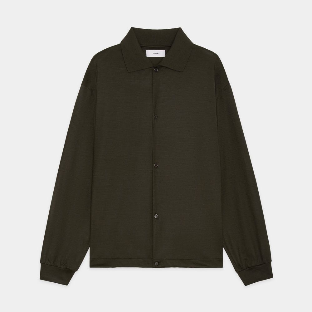 Shirt Cardigan - Dark Olive / スーパー100sウォッシャブルウール天竺 - シャツカーディガン / M26C15CS01C